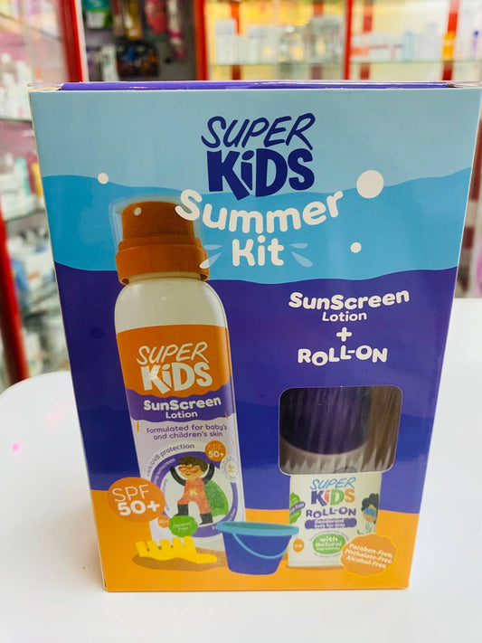 super kids summer kit sun screen lotion + roll-on