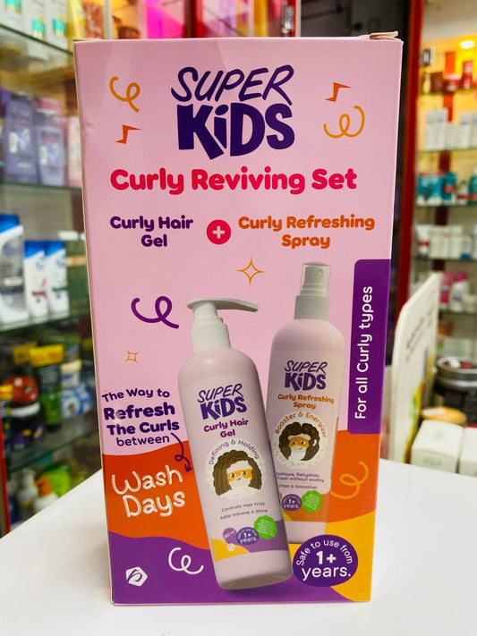 super kids curly reviving set (curly hair gel + curly refreshing spray)