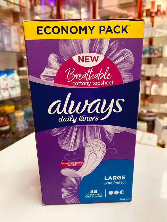 ALWAYS DAILY LINERS LARGE 48PADS