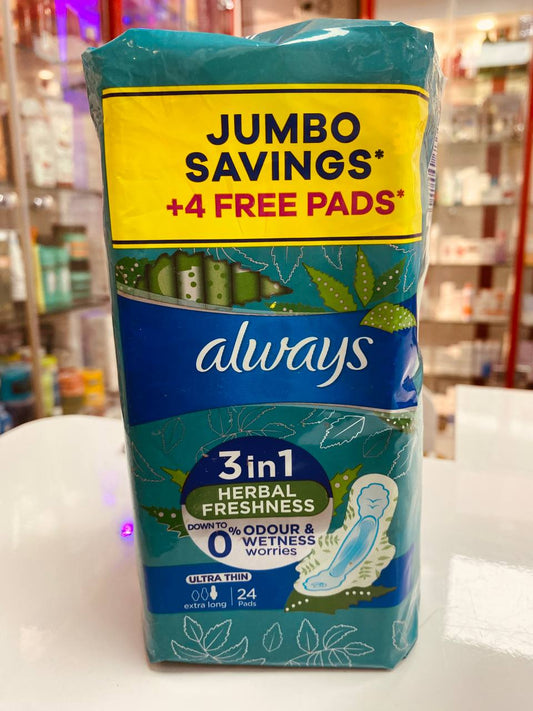 always 3 in 1 ultra thin extra long 24pads