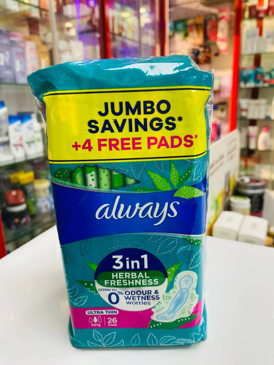 always 3 in 1 herbal long 26pads