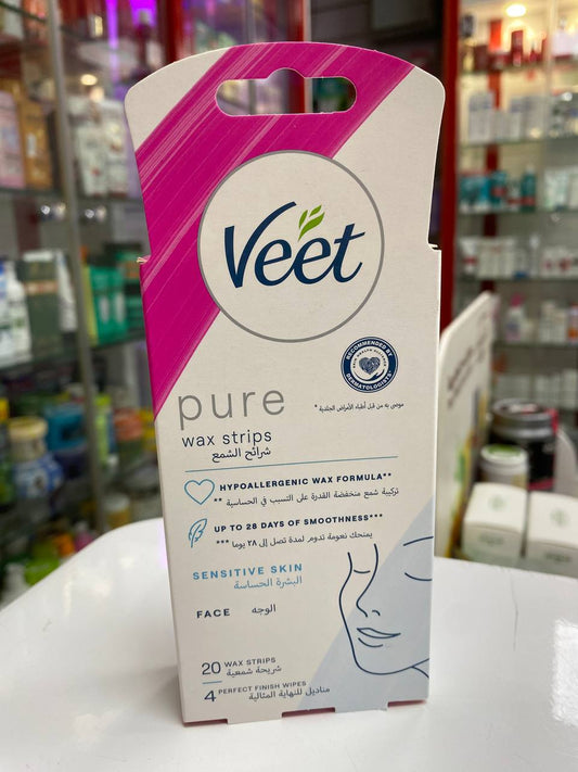veet pure wax 20 strips face